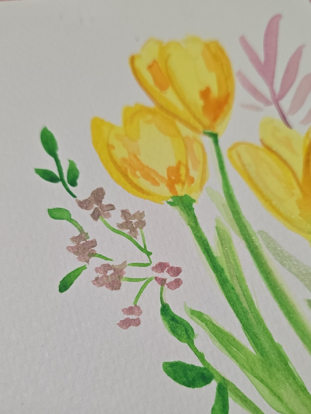 Yellow Tulip Watercolor Floral CARD - Picture 3 of 3